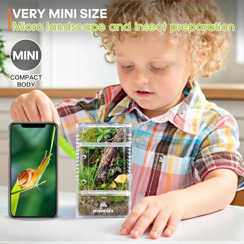 MYGIIKAKA Jumping Spider Enclosure Accessories, Tarantula Spider Box, Bug Cage, Praying Mantis Habitat Enclosure, Snail Insect Terrarium, Caterpillar Habitat (3x3x6 inch) - Image 3